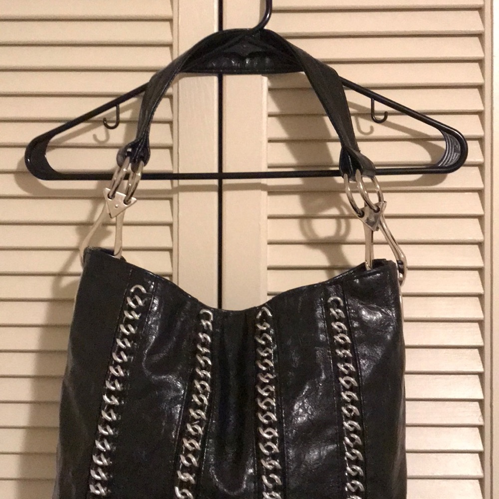 Braciano Black Faux Leather with silver hardware. - Picture 4 of 12